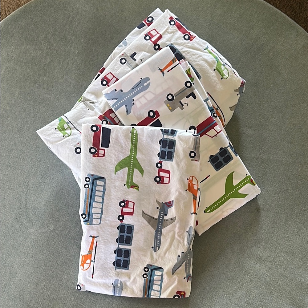 Pottery Barn Kids Transportation sheet set. Fitted/Flat/Pillowcase